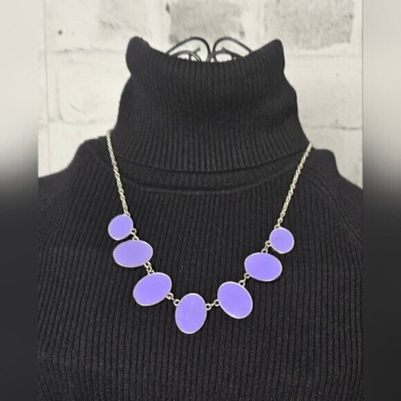 Paparazzi Reversible Drop Zone Purple/Cream Shiny Teardrop Necklace - Picture 2 of 8